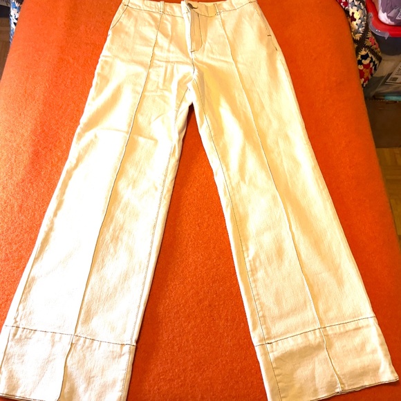 Zara ecru low rise topstitched bootcut jeans NWT - Picture 5 of 14